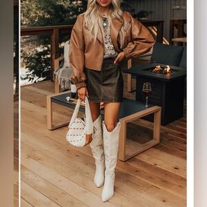 BRINNIA WHITE KNEE HIGH BOOT, WHITE COWBOY BOOT FOR WOMEN